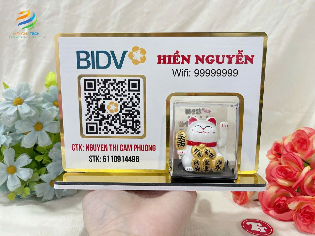 Chuyên mua bán bảng quét mã qr code thanh toán ngân hàng bằng chất liệu alu tráng gương